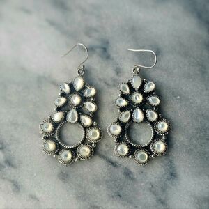 Elegant Sterling Silver And White Shell Drop Earrings